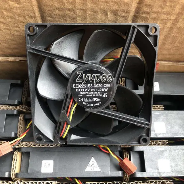 Alt view image 4 of 5 - 90MM 9025 DC12V 1.26W X755M 105mA 3 Wires 3 Pins 9CM Case Fan