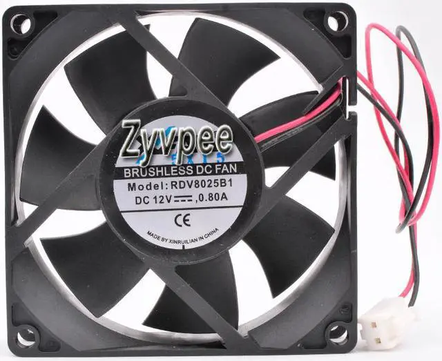Alt view image 2 of 4 - 80mm 8025 DC12V 0.08A 2Wires 2Pin 8cm Server Power Cooling Fan