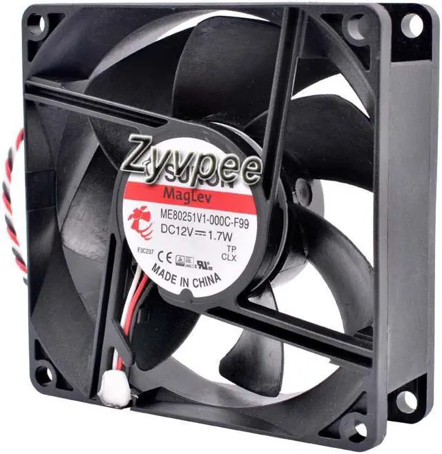 Alt view image 3 of 3 - 80mm 8025 ME80251V1-000C-F99 DC12V 1.7W 3 Wires 3 Pins 8CM Projetor Cooling Fan