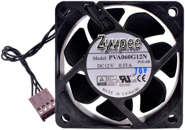 Alt view image 2 of 3 - 60mm 6025 Zyvpee PVA060G12N -P16-AB 12V 0.55A 4Wires 4 Pins 6cm Chassis CPU Cooling Fan