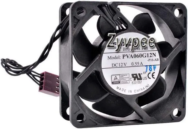 Main image of 60mm 6025 Zyvpee PVA060G12N -P16-AB 12V 0.55A 4Wires 4 Pins 6cm Chassis CPU Cooling Fan