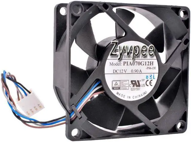 Alt view image 2 of 3 - 70mm 7025 Zyvpee PIA070G12H -P06-DE 12V 0.9A 4Wires 4Pin 7CM CPU Cooling