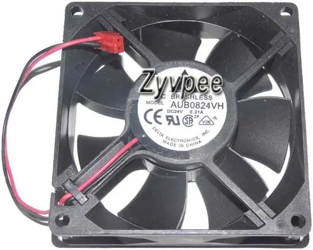 Alt view image 2 of 3 - 80mm 8025 Zyvpee AUB0824VH DC24V 0.21A 2 Wires 2 Pins 8CM inverter converter fan