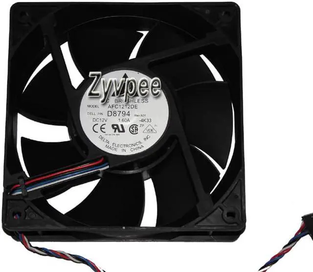 Alt view image 2 of 4 - 120mm 12038 Zyvpee AFC1212DE D8794 12V 1.6A 4 Wires 12cm Server Cooling Fan