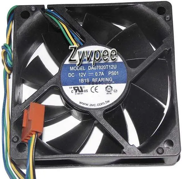 Alt view image 2 of 3 - 70mm 7020 DA07020T12U PS01 12V 0.7A 4 Wires 4 Pins 7CM Cooling Fan
