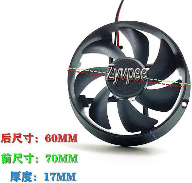 Alt view image 2 of 2 - Zyvpee HA60151V3-E04C-A99 DC12V 0.28W 2 Wires Circular CPU Cooling