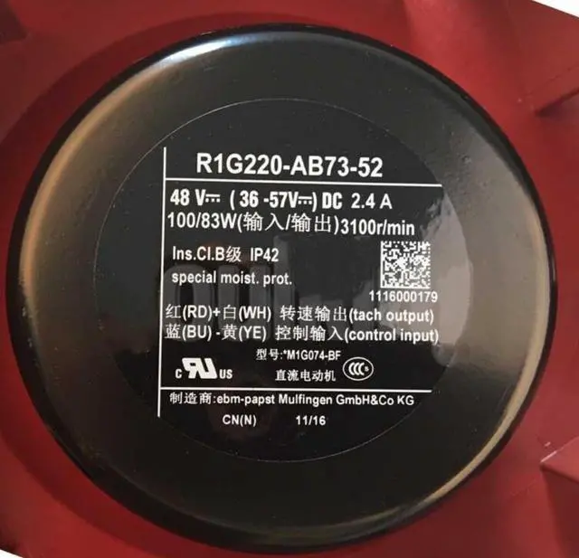 Alt view image 5 of 5 - Zyvpee R1G220-AB73-52 DC48V 2.4A 100/83W 3100RPM 4-Wires air Purifier Cooling Fan 220x70mm