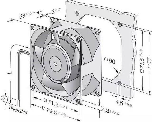 Alt view image 4 of 5 - Zyvpee 8506N AC115V 135/115mA 12/11W 2-Wire 8cm All-Metal Axial Cooling Fan 80x80x38mm