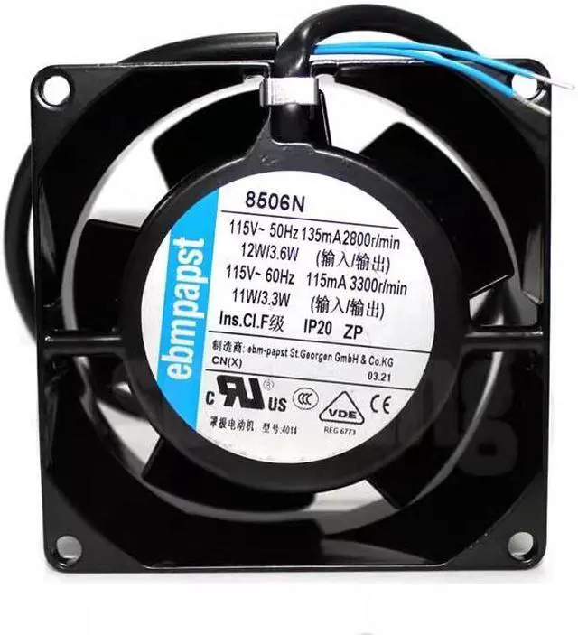 Alt view image 5 of 5 - Zyvpee 8506N AC115V 135/115mA 12/11W 2-Wire 8cm All-Metal Axial Cooling Fan 80x80x38mm