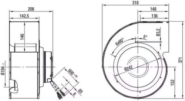 Alt view image 4 of 4 - Zyvpee G3G225-AD29-71 200-277V 3.5A 545W AC Heat Dissipation Blower 318x371x208mm