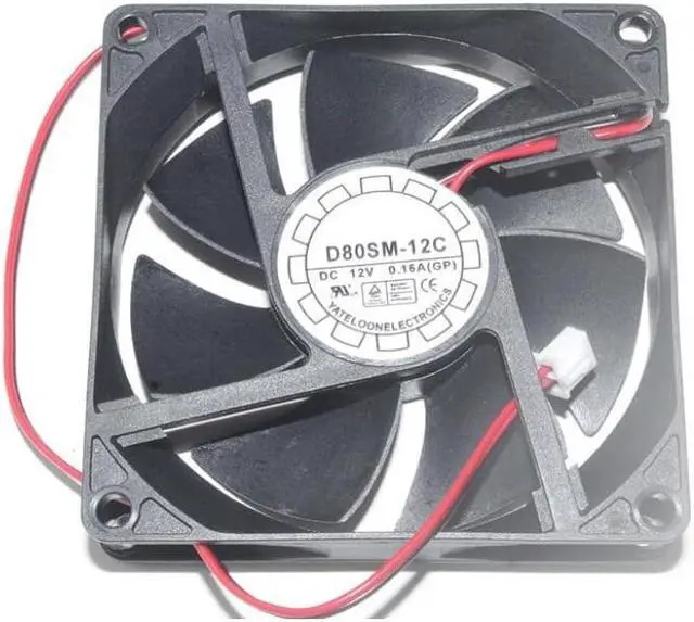 Main image of Zyvpee 8cm D80SM-12C 12V 80mm 0.16A 2Wire 1.92W 29CFM 2300RPM 23dBA Cooling Fan
