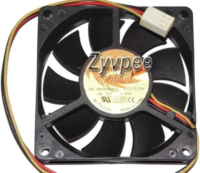 Alt view image 3 of 3 - Zyvpee 70mm B701512H TT-7015A 12V 0.3A 3 wires cpu cooling fan 70x15mm