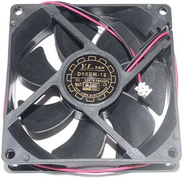 Alt view image 3 of 4 - Zyvpee 9CM D90SM-12 D90SL-12 12V 0.18A 2 Wires 2 Pins Case Fan 90x25mm