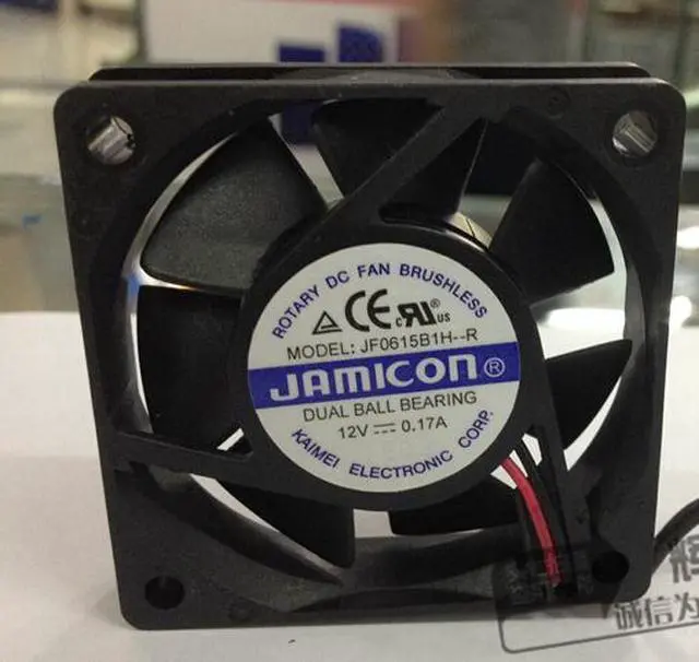 Alt view image 2 of 4 - JAMICON JF0615b1h--r  JF0615b1h-r  12V 0.17A 6015 6CM 2-Balls bearing 2-Wires 2-Pins Cooling fan for case