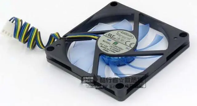 Alt view image 3 of 3 - EverFlow 8010 T128010DU  DC square Cooler with 12V 0.35A 4 Wires 4Pins Blue-transparent blades
