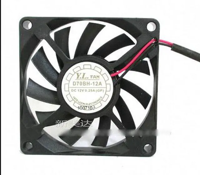Main image of Y.L. FAN D70BH-12A  7010 Ball Bearing Cooling fan with 12V 0.25A 70*70*10mm 2 Wires 2Pins Connctor