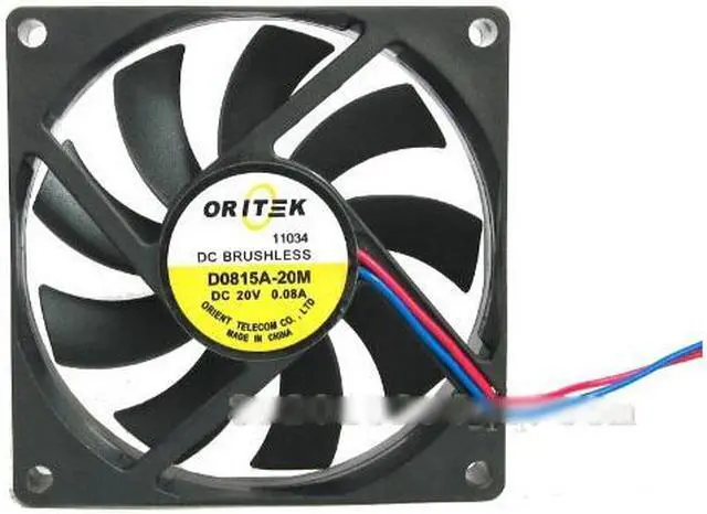 Alt view image 2 of 2 - Original ORITEK 8015 D0815A-20M 8CM DC Hydraulic bearing Cooling fan with 20V 0.08A 80X80X15MM 2 Wires 2Pins