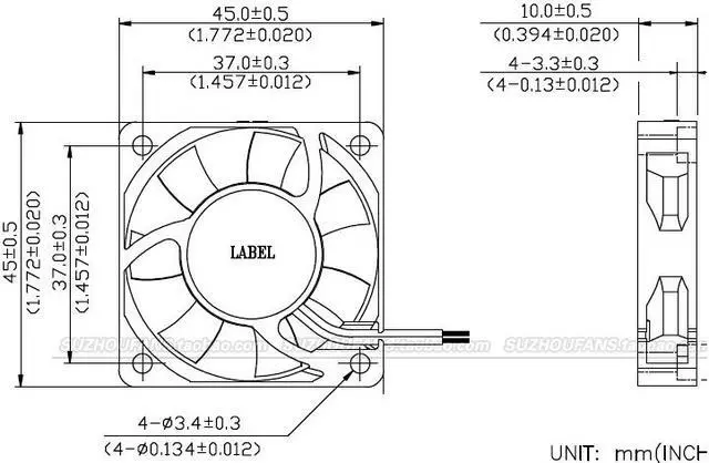 Alt view image 4 of 4 - Delta 4.5CM AFB04512LA Dual Balls Bearing Cooler with 12V 0.12A 2 Wires