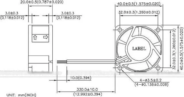 Alt view image 4 of 4 - ADDA 4CM AD0424HB-C56 Dual bearing Cooler with 24V 0.09A 3 Wires 3pins Connector