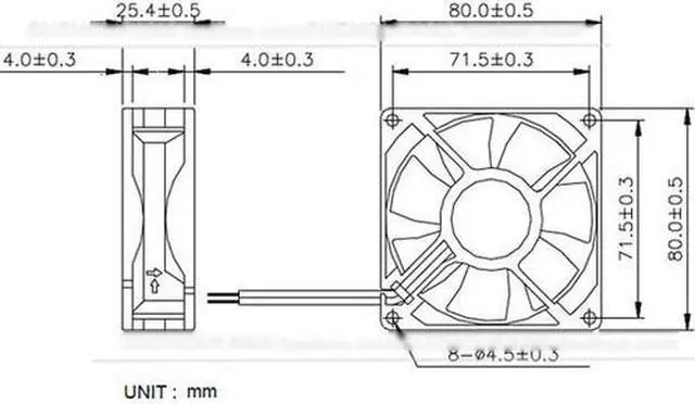 Alt view image 2 of 3 - POWER LOGIC  8025 PLA08025S12HH-1-LV Hydraulic Bearing Cooler with 12V 0.50A 4 Wires 4Pins Connector