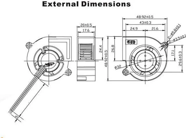 Alt view image 3 of 4 - ADDA AB0512DX200600 5cm Blower Centrifugal Fan with 12V 0.15A 3 Wires 3pins Connector