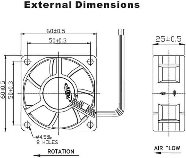 Alt view image 4 of 4 - ADDA 6CM 6025 AD0612LX-A73GL Hypro alloy bearing Cooling fan with 12V 0.08A 3 Wires 3Pins Connector