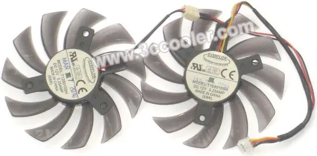 Main image of 2 Pcs / Group EVERFLOW 8010 T128010SH 12V 0.25A 2 Wires and 3 Wires Frameless DC fan,VGA Fan