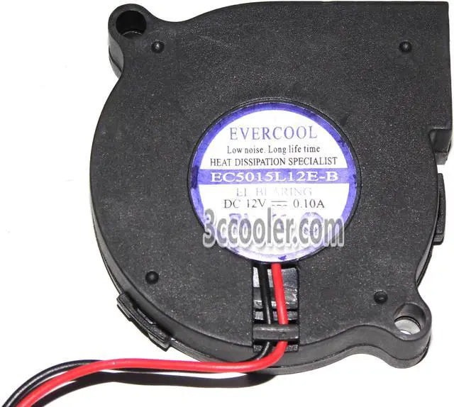 Main image of EVERCOOL EC5015L12E-B 12V 0.1A 2 Wire 2 Pins Connector Blower Fan