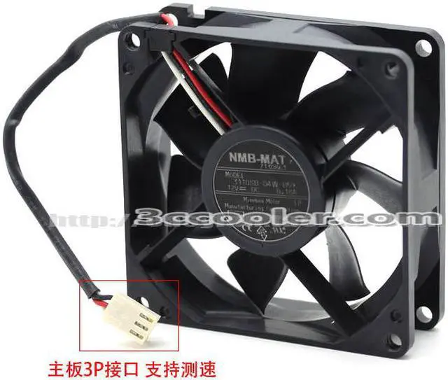 Alt view image 3 of 3 - NMB 8025 3110SB-04W-B59 E58 DC 12V 0.18A 3 Wires 3 Pins 8cm case fan,axial cooler