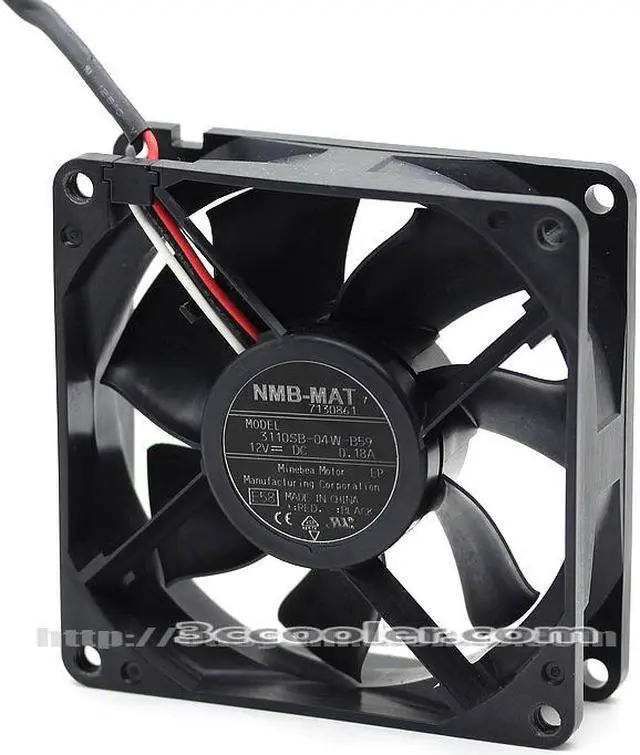 Main image of NMB 8025 3110SB-04W-B59 E58 DC 12V 0.18A 3 Wires 3 Pins 8cm case fan,axial cooler