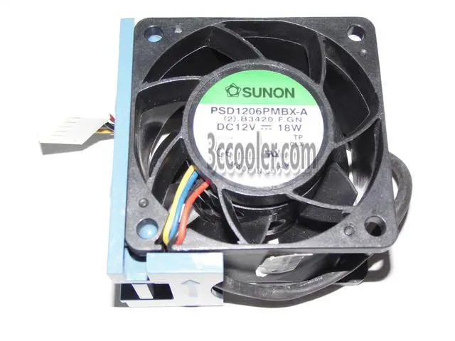 Main image of SUNON 6038 6CM PSD1206PMBX-A (2).B3420.F.GN 12V 18W 4 Wires Server Fan with blue Bracket