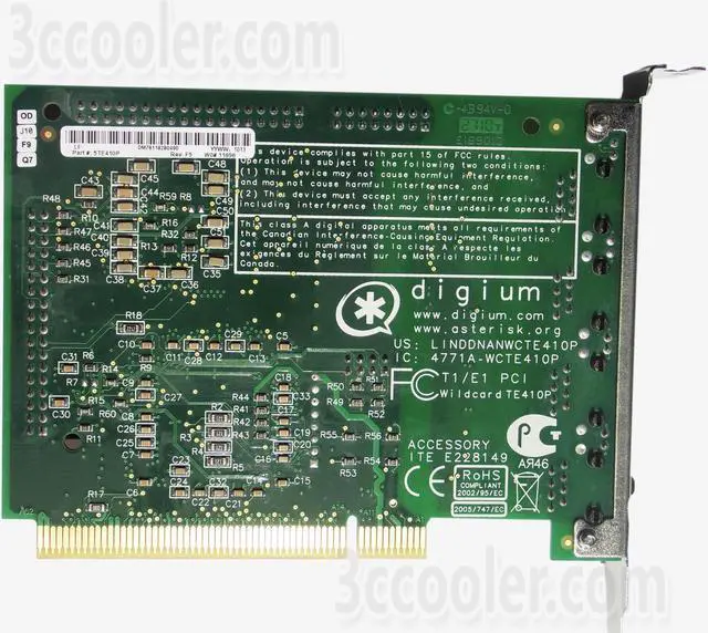 Alt view image 2 of 3 - TE210 2 E1/T1/J1 Ports 3.3V PCI voip Asterisk card support Trixbox Elastix hardware EC,TE410,TE405