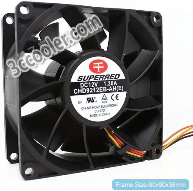 Main image of Superred 9CM 9038 CHD9212EB-AH(E) 12V 1.30A 102.02CFM PWM 4 Wire 4 Pins Case Fan