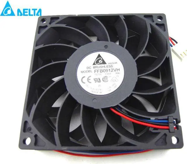 Main image of Original Delta 92x25mm FFB0912VH DC12V 0.90A 3 Wires 3 Pins Axial fan for inverter