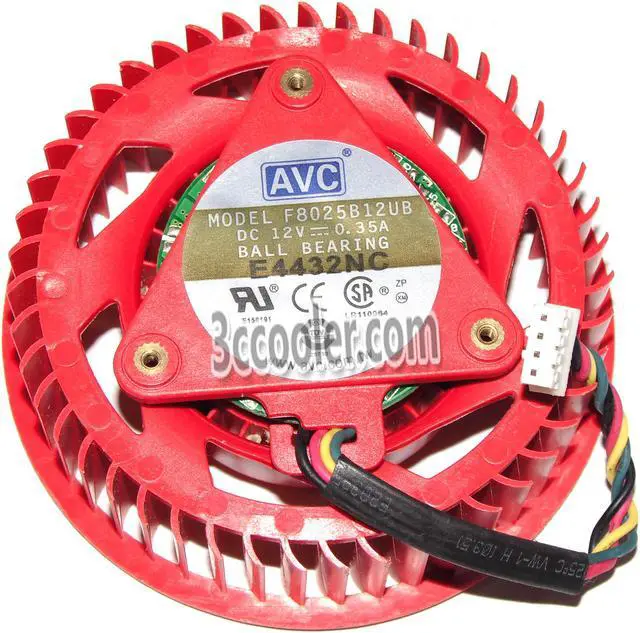 Main image of AVC 80x25mm F8025B12UB 12V 0.35A 4 Wires 4 Pin PWM red Video Fan Graphics Cards cooler For HD4890 HD6970 V8700 HD2900XT