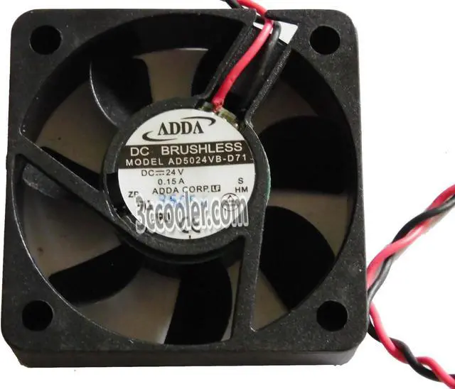 Main image of ADDA 50x15mm AD5024VB-D71 24V 0.15A 2 Wires 2 Pins Case Fan 5cm square cooler