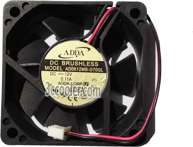 Main image of ADDA 60x15mm AD0612MB-D70GL 12V 0.11A 2 Wires Case Fan 6CM square Cooler