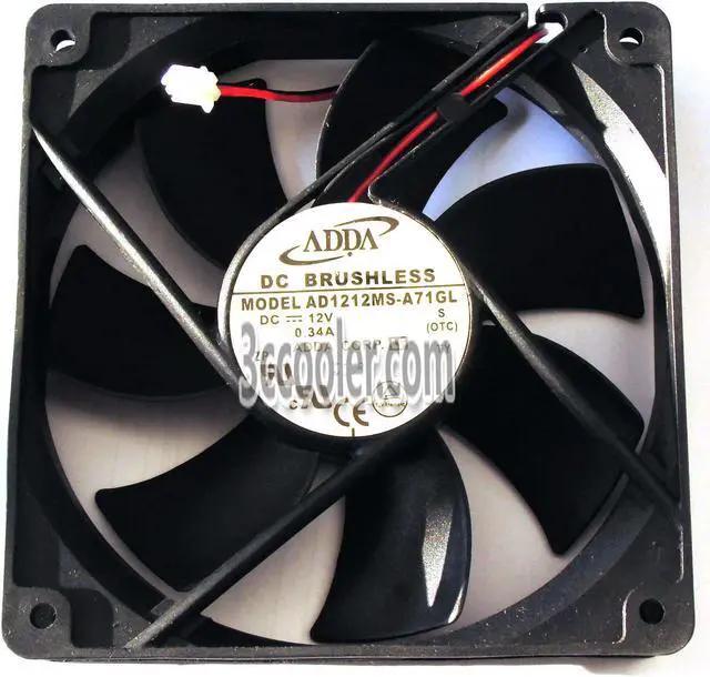 Main image of ADDA 12025 120x25mm AD1212MS-A71GL 12V 0.34A 2 Wires Case Fan 12CM Server Cooler