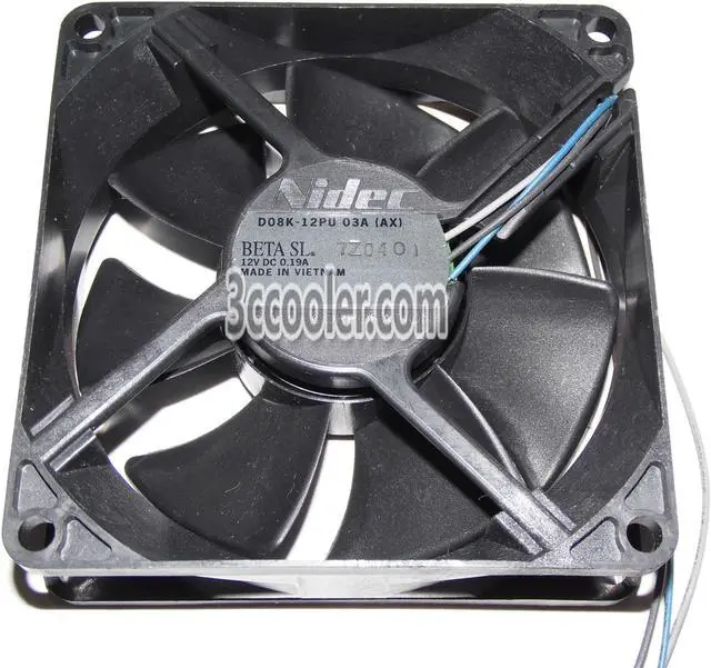 Main image of NIDEC 8025 80*25mm D08K-12PU 03A (AX) 12V 0.19A 3 Wires 3 Pins Case Fan 8CM Cpu Cooler