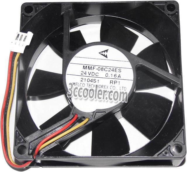 Main image of Original Melco 8CM 80*25mm MMF-08C24ES RP1 24V 0.16A 3 Wires 3 Pins  Inverter Fan for YASKAWA PLC ABB