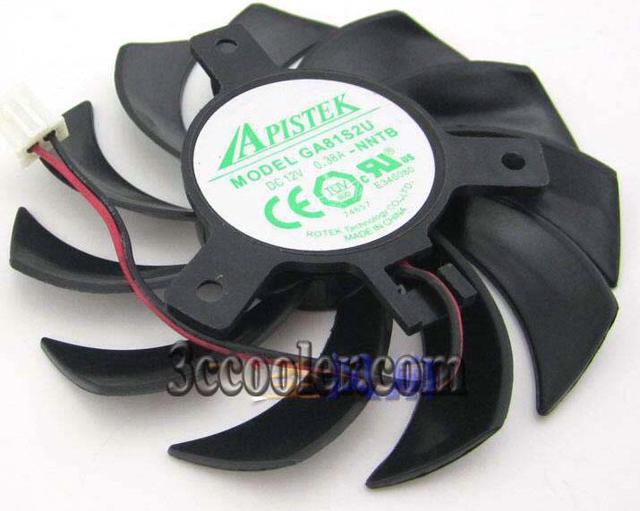 Main image of Apistek GA81S2U NNTB 12V 0.38A 2Wire 2 Pins Graphic card fan for video card vga card diameter 75mm Pitch 40MM