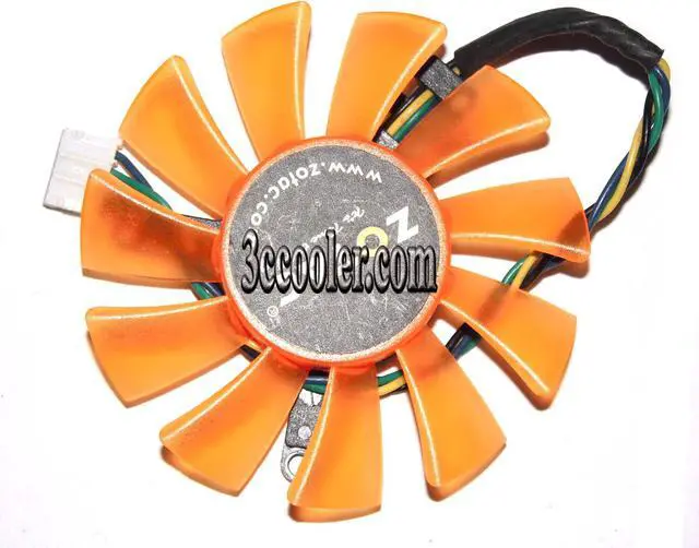 Alt view image 2 of 2 - Power Logic 55mm PLD06010B12HH 12V 0.4A 4 Wire 4 pins 32*39*43mm 11 orange blades vga fan graphics card cooler