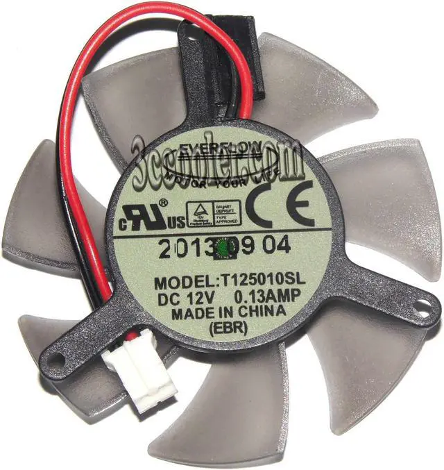 Main image of EVERFLOW T125010SL GV-N620D3-1GL 12V 0.13A 2 wires 2 pins vga fan graphics card cooler