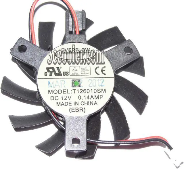 Main image of EVERFLOW T126010SM 12V 0.14A 2 wires 2 pins MSI vga fan graphics card cooler