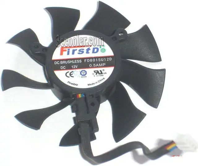Main image of FirstD FD8015U12D 12V 0.5A 4 wires 4 pins black vga fan Sapphire HD 4860 HD5770 vapor-x HD5850xreme HD 6790 garphics card cooler