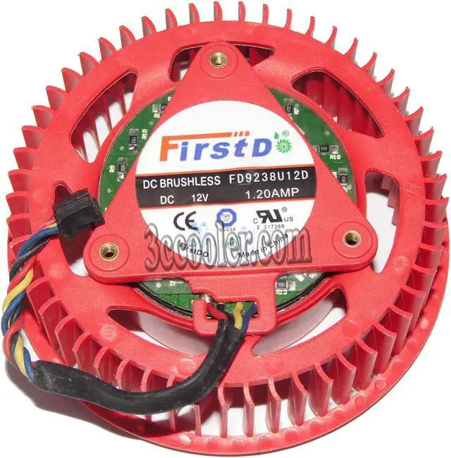 Main image of FirstD FD9238U12D 12V 1.2A 4 wires 4 pins ATI HD5970 HD5850 HD5870 HD4890 VGA fan,red circular graphics card cooler