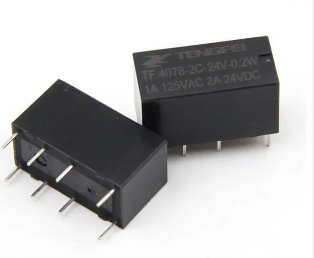 Alt view image 4 of 4 - 10 pcs DPDT 8 pins DC24V 0.2w small electromagnetic relay 4078-2C-24V-0.2W for 1A/125VAC 2A/24VDC contact load