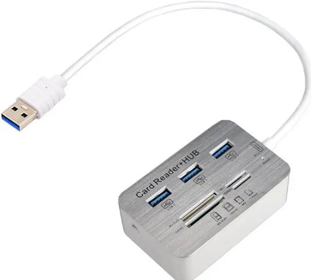 Alt view image 4 of 4 - USB3.0 * 3 hub & SD/TF/M2/MS Card reader in one, White ABS+Al alloy DK-01 Hot pluggable