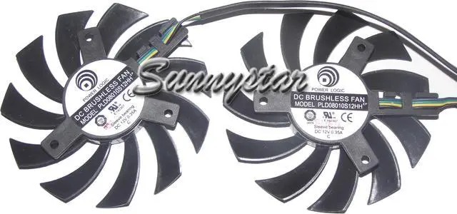 Main image of 2pcs / group Power Logic PLD08010S12HH 12V 0.35A 4 wires 4 pins vga fan MSI graphics card cooler