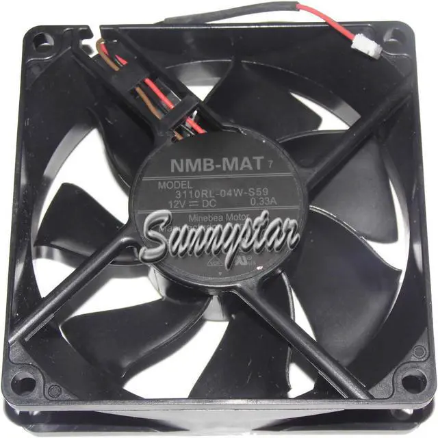 Alt view image 2 of 2 - DC Square Cooler of NMB 80*25mm 3110RL-04W-S59 with 12V 0.33A 3 wires 3 pins case fan cpu cooler